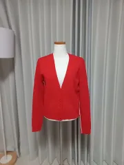 (新品) ZARA レッド Vネック カーディガン M