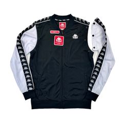 Kappa カッパ デタッチャブル スリーブ 袖取り外し可 テープ ライン BANDA バンダ トラックジャケット ジャージ 白黒 Mサイズ 変形ノースリーブ ベスト イタリア トリノ サッカー スポーツブランド ストリート ダンス ダンサー 韓国ファッション