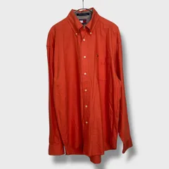 ☆TommyHilfiger☆トミーヒルフィガー☆ボタンダウンシャツ☆長袖シャツ☆ドゥエボットーニ☆無地☆オレンジ☆L☆E25M