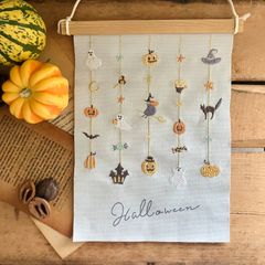 ハロウィン 刺繍タペストリー 壁飾り かぼちゃ オバケ インテリア おしゃれ 玄関飾り 可愛い ギフト