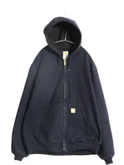 【お得なクーポン配布中!】 US企画 カーハート アクティブ ジャケット メンズ XL 古着 ワーク ダック パーカー 中綿 キルティング ライナー ブルゾン フルジップ 濃紺