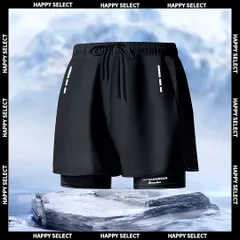 スイムウェア 水着 メンズ 黒 サーフパンツ ボードショーツ 水陸両用 ランニング ジムフィットネス 温泉 サウナ 軽量 通気性 速乾 弾力 快適 体型カバー 夏用 M L XL XXL 3XL 海 プール 海水浴 夏フェス 男性用 カジュアル スポーツウェア