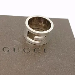 GUCCI ブランデッドG ワイド リング 指輪 ジュエリー オープンG Gロゴ Ag925 SV 箱付き シンプル シルバー グッチ アクセサリー DF14708■