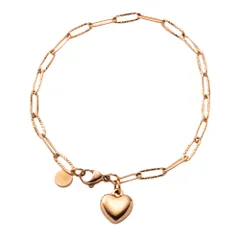 【ピンクゴールド × ワンサイズ】[Cream dot. クリームドット公式] ブレスレット レディースステンレス製 金属アレルギー つけっぱなし サージカルステンレス ハート メタル ぷっくり オーバルチェーン チェーン 大人のサムネイル