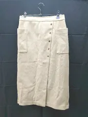 ◇ 新品 apart by lowrys サイドジップ　裏地　スリット　起毛 ひざ丈 タイト スカート サイズL イエロー系 レディース E  【1303090019716】