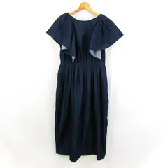 ミラオーウェン ロングワンピース トップス 半袖 フレア袖 未使用品 レディース 1サイズ ネイビー Mila Owen