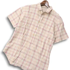RED EAR レッドイヤー ポールスミス 春夏 麻★ リネン チェック 半袖 プルオーバー シャツ Sz.M メンズのサムネイル