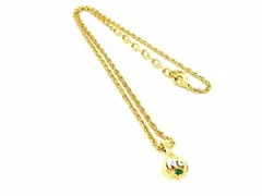 ■美品■ NINA RICCI ニナリッチ ラインストーン カラーストーン ネックレス ペンダント アクセサリー ゴールド系×グリーン系 DG3707