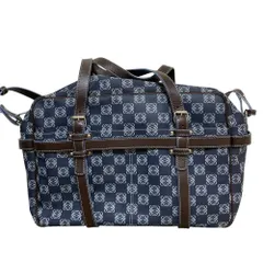 大容量【LOEWE】ボストンバッグ　リピートアナグラム柄　PVC ネイビー LOEWE ロエベ ボストンバッグ アナグラム ロゴ PVC/レザー ネイビー