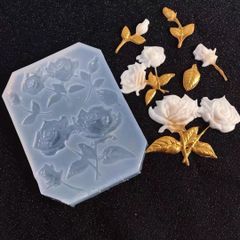 シリコンモールド　花　バラ　薔薇　ローズ　フラワー　葉っぱ　レジン　装飾