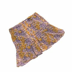 ザラ･ベーシック スカート プリーツ入リ シフォン フラワープリント フラワー イエロー×グレイ系 ZARA BASIC レディース プレゼント 贈り物 オシャレ 大人 ファッション  T13327 