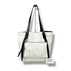 MM6 Maison Margiela トートバッグ　ポーチ付き　ホワイト　ブラック　クラックレザー　ひび割れ加工　ペンキ加工　ビジネスバッグ