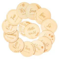 【在庫セール】出産祝い 赤ちゃん 男の子 成長記録に 新生児 記念日フォト 撮影アイテム 写真道具 寝相アート 月齢カード 女の子 ニューボーンフォト小物 長持ち ベビーマンスリーカード 14枚 天然木製 月齢フォト Oaec