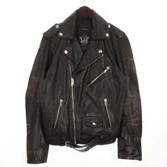 ディーゼル DIESEL ダブル ライダース ジャケット レザー 本革 プリント 黒 ブラック L アウター ■SM3