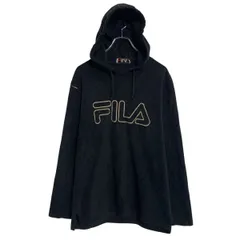 FILA ロゴスウェット パーカー S ブラック フィラ プルオーバー ビッグロゴ フリース スポーティー 古着卸 アメリカ仕入 a703-6237