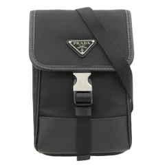 プラダ PRADA フォンショルダー スマホケース ショルダーバッグ Re-Nylon/サフィアーノ ブラック 2ZH109 中古 新入荷 OB2213
