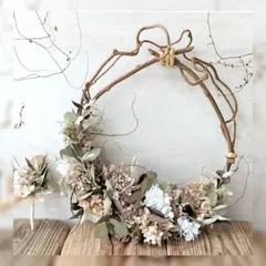 ＊レッスン動画付き＊Wedding or Mother'sday くすみピンクアジサイ リースブーケ