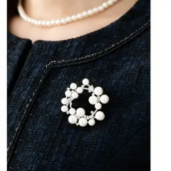 シルバー×パール】または 【ゴールド×パール】 ブローチ　七五三　入学式　卒業式　高見え　パール　パールサークルブローチ★