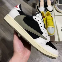 トラヴィススコット × ナイキ ウィメンズ エアジョーダン1 ロー OG ミディアム オリーブ-WTO輸入2