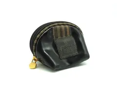 FENDI フェンディ ペカン柄 パテントレザー×レザー 小銭入れ マルチポーチ 小物入れ ブラック系×ブラウン系 DJ5990