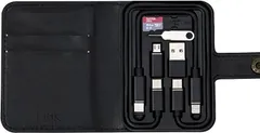 ＬＩＮＫ 急速充電 充電マルチケーブルセット スマートリンクカードPRO Lightning TypeC ライトニング Micro USB マイクロ 持ち歩き PD対応( Black)