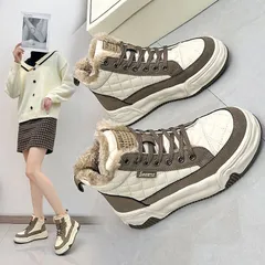 スニーカー　ハイカット厚底 ボアブーツ レディース スニーカー　ハイカット 暖かい 裏起毛 ボア ショートブーツ シューズ スニーカー 歩きやすい 厚底 ショート 滑らない 防寒靴 滑り止め お洒落 通学 通勤 xzjhzak#