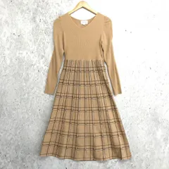 JILL by JILL STUART ジル バイ ジル スチュアート ラメ チェック ジャガード ニット ワンピース ベージュ FRサイズ〇□