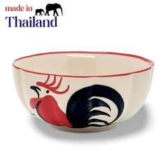 タイ直輸入🛩️かわいい鶏柄🐓デザイン！ランパーン陶器  ボウル 直径10.5cm お皿 食器 お茶碗 お椀 小皿 小鉢 セラミック ハンドメイド 食器 陶磁器【新品✧未使用】