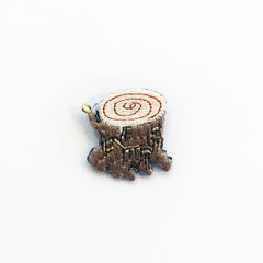 【LM / エルム】ブローチ 切り株  /  立体刺繍アクセサリー 丸太