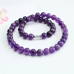 ネックレス 天然 アメジスト レディース ビーズ クリスタル ジュエリー ギフト M250113-44
