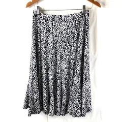 スカート 柄模様 ロング裏地付き ウエストゴム フレア 黒 白 Lサイズ 2025070100144