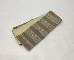 半幅帯/美品/ベージュ/小袋帯/着物/女物/未仕立て【ゆずりは】　9062