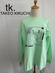 【新品】　tk. TAKEO KIKUCHI  刺繍デザイン　黄緑　長袖　カットソー　Tシャツ　メンズ　03/L