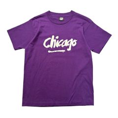 【L】90s USA製 古着 Tシャツ シカゴ シンプル アルファベット 英語 ロゴ シングルステッチ ヴィンテージ パープル