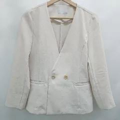 ◇ ⊂ index インデックス シンプル オフィス キレイめ 長袖 ノーカラージャケット サイズL ベージュ系 レディース E  【1508060026781】