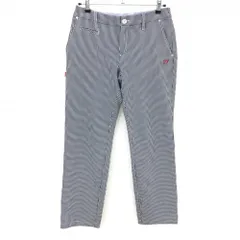 【美品】マスターバニー パンツ 白×ネイビー ギンガムチェック サッカー生地 レディース 1(M) ゴルフウェア MASTER BUNNY EDITION