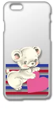 【新品未使用】iPhone6 Plus / 6s Plus アイフォン6sプラス クリア ハードケース ( テディベア(ハート＆ボーダー ) レトロ くま ハート cl-iphone6splus-183