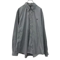 RALPH LAUREN 長袖 チェックシャツ XXL グレー ラルフローレン ボタンダウン ボタン 刺繍ロゴ ワンポイント シンプルシャツ 春物 a710-5922