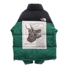 SUPREME (シュプリーム) 24AW ×THE NORTH FACE Nuptse Jacket ロゴ刺繍 バックプリント ヌプシ ダウンジャケット グリーン/ブラック NF0A8BFU