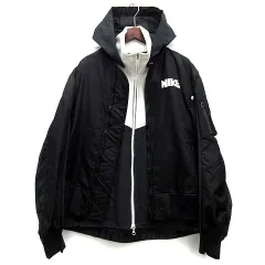 sacai NIKE サカイ×ナイキ コラボ 21AW ボンバージャケット サカイ sacai × NIKE 21AW NRG LAYERED JACKET BLACK Mドッキング