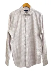 TOMMY HILFIGER (トミーヒルフィガー) 長袖シャツ チェック柄 袖ボタン インドネシア製 16 1/2 ホワイト オレンジ ブルー メンズ/004