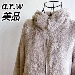美品⭐️ アロー A.R.W ARROW パーカー ボア ジッアップ もこもこ ふわふわ フリース フード付き Fサイズ Sサイズ相当 ファスナー ナチュラル カジュアル 防寒 部屋着 小さめ