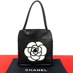 極 美品 シール有 7番台 CHANEL シャネル カメリア ロゴ ラムスキン トートバッグ セミ ショルダーバッグ ハンドバッグ ブラック mnf29-9