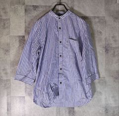 サクラ(๑•ᴗ•๑)様専用コムサコミューン COMME CA COMMUNE メンズ ボタンダウンシャツ 【M】 ブルー ストライプ 7分袖 七分袖 ノーカラー