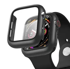 【2個セット】Apple Watch ケース Watchカバー 44mm PC素材 強化H9ガラス 全面保護 薄型 軽量 男女兼用 ブラック