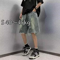 [S 40〜45kg ]メンズ ファッション 服 男性用 オシャレ シンプル 大人 かっこいい 大きいサイズ ストリート 紳士服 デニムショートパンツ サマー リップド ロー エッジ ストリート カジュアル ワイド レッグ 五分丈 パンツ