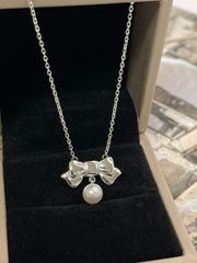 ロッテ50周年当選品 TASAKI ネックレス リボン パール 925 シルバー 