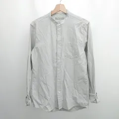 ◇ ⊇ nano universe ナノユニバース スタンドカラー 長袖 スタンドカラーワイド シャツ サイズL グレー系 メンズ E  【1505290015783】