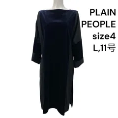 ◆プレインピープル PLAIN PEOPLE ワンピース 膝丈 長袖 黒×紺 4、L、11号 レディース S5U093