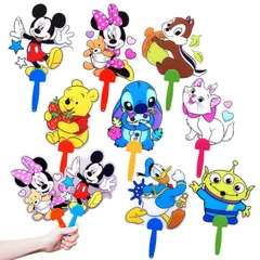 【新着商品】セット 8種 大袋24個 アソート 〔 用品】ディズニーダイカットミニうちわ お祭り/イベント/子供会/露店/縁日 〕景品 縁日 かわいい キャラクター 【嬉しい 【K-Bright感謝のカード】